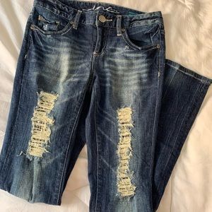 INC Denim Medium Wash Ripped Blue Jeans with Sequins size 2